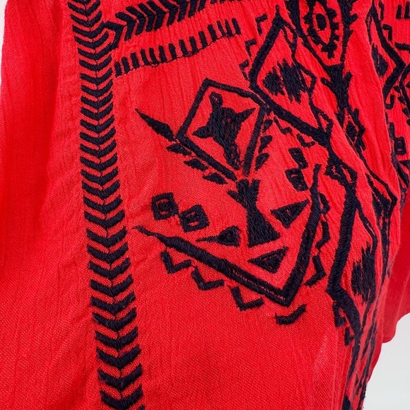 Urban Outfitters x Ecote Embroidered Tank Top Womens Medium Coral Blue Keyhole - Picture 6 of 9